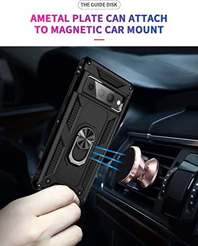 Image of REALCASE Polycarbonate Google Pixel 7 Pro Back Cover Case, Heavy Duty Dual Layer Hybrid Shock Proof Armor Defender Ring Case Back Cover for Google Pixel 7 Pro (Black)