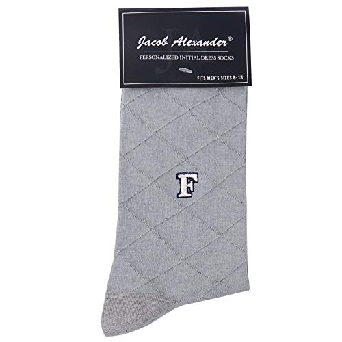 Jacob Alexander Pair of Men's Dress Socks English Alphabet Letter Initials - Light Grey2