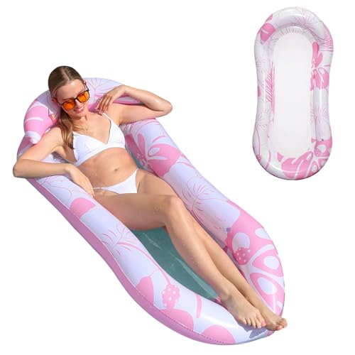 Jadin Bouee Piscine, Chaise Longue de Piscine avec Appui-tête, Matelas Hamac Flottant pour Piscine, Jouets Nouilles, Bain de Soleil, Lit Gonflable pour La...