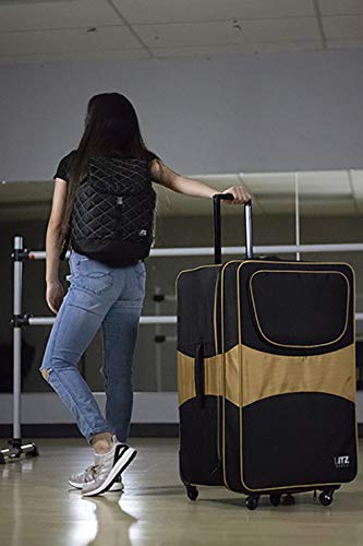 Gold And Black Suitcase - Dance Bag With Garment Rack - Rolling Garment Bag - Hanging Garment Bag - Dance Garment Bag For Costumes - Bag Rack Dance Bags - 29 In Suitcase - LITZ Competition Roller