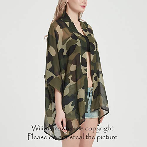 Womens Bohemian Floral Sheer Chiffon Kimono Beach Bikini Cover up Cardigan Capes Tunic3