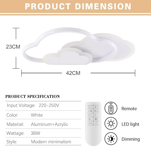 Plafonnier nuage dimmable avec réglage de luminosité précis - 2
