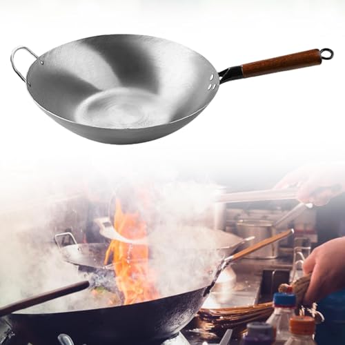 Wok de fierro con mango de madera, 36 cm con orejas miniatura 2