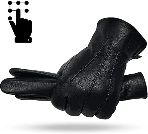 大好き Color Ginolei ウィンターメンズレザーグローブ暖かい柔らかい黒のミシンデザインミトンスキングローブを模倣ウールの裏地 色 黒サイズ 12 5 Black 12 5 Size ベルト サイズ 13 Www Chemplex Co Zw