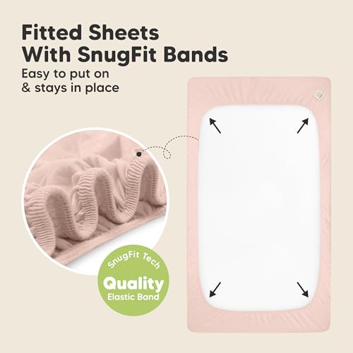 Image of 2-Pack Waterproof Baby Crib Sheets for Boys, Girls, 52x28 (Cameo) | Viscose Derived from Bamboo Toddler Bed Sheet Neutral, Fitted Crib Mattress Protector Cover for Baby Bedding, Soft & Gentle