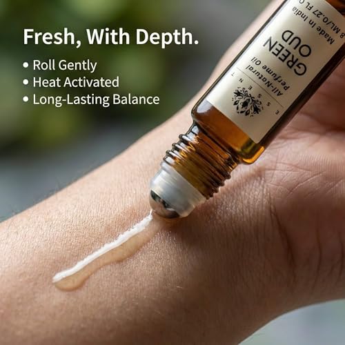 Image of Green Oud Roll-On Attar - 0.27 fl. oz. (8 ml) | Long-Lasting Natural Fragrance | Alcohol-Free Perfume Oil