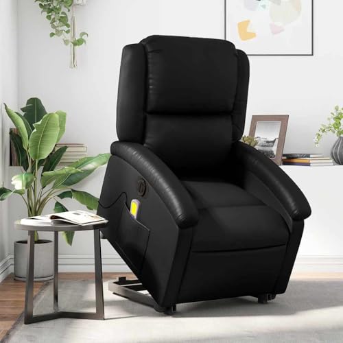 Mimdixy Sillón con función de sueño, sillón de masaje con ayuda para levantarse, silla eléctrica de piel sintética, color negro