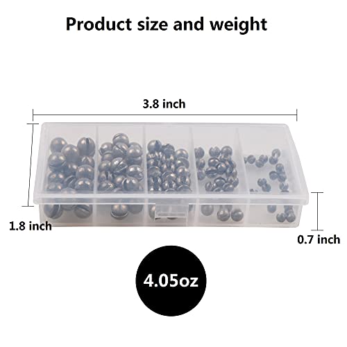 image for LUSHAZER Fishing Weights Sinkers Kit, 100pcs Round Split Shot Sinker, 