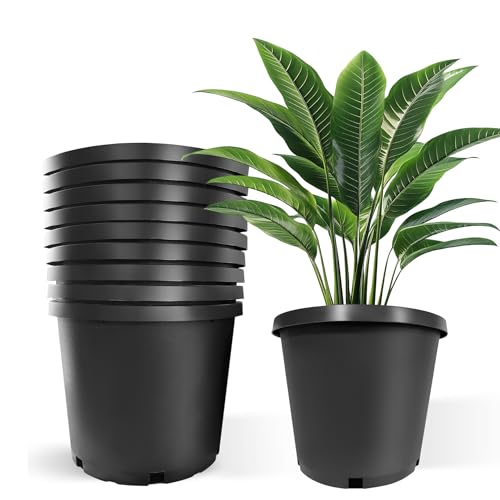 Srehloe 15 Gallon Pots for Plants Garden Flower Pots Plastic Nursery Pot with Drainage Holes Suitable for Cuttings Succulents Flowers Home Garden Transplanting Seedlings 10 Pcs