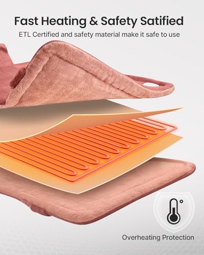 Image of RENPHO Electric Heating Pad for Back, Birthday Gifts for Women Men Mom Dad, FSA Eligible & HSA Store, Neck and Shoulder Heat Pad, Fast Heating, 24 inchx33 inch, ETL Certified, Pink
