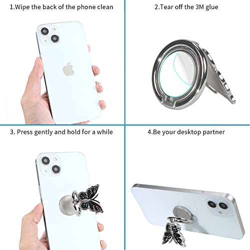 Lsl Cute Butterfly Cell Phone Ring Holder 360°Rotation Metal Finger Stand Kickstand Universal Compatible With Iphone Samsung Galaxy Lg Google Pixel Ipad Pretty Black Butterfly #TOP4