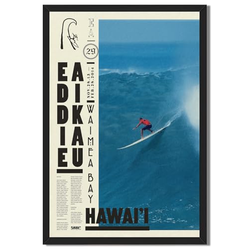 Black Framed Vintage Surfing Wall Art Retro Hawaii Surf Poster