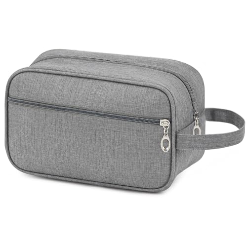 Image of Geebymol Toiletry Bag for Men, Large Travel Wash Bag Water-Resistant Gym Shaving Organiser Bag, Portable Shower Bathroom Makeup Bag (Grey)