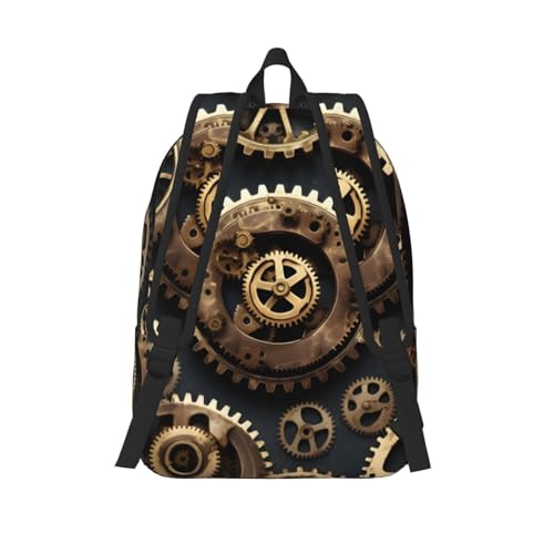 Sac à dos imprimé engrenages steampunk pour femme avec compartiment PC