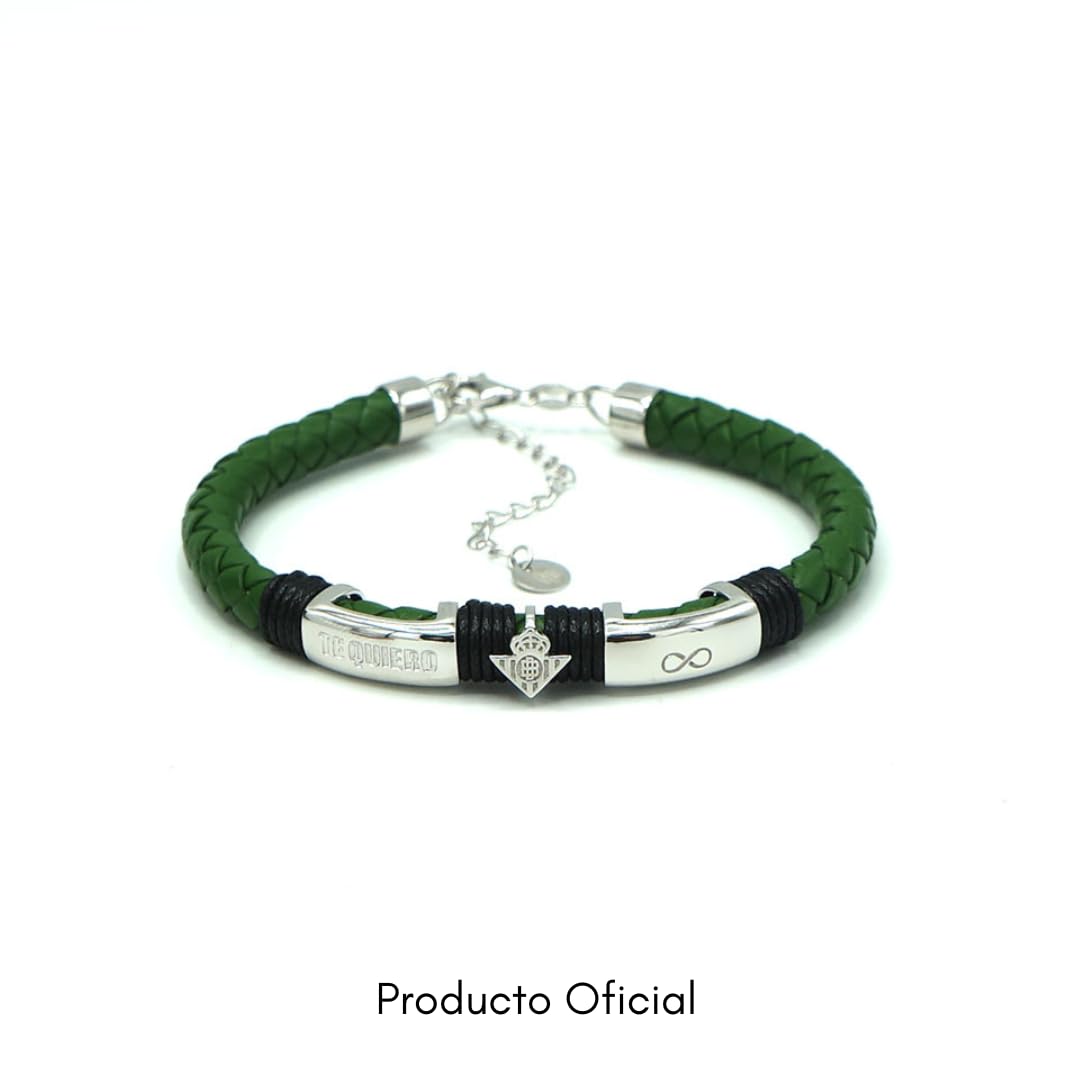 Pulsera Oficial Real Betis en cuero y acero. TE QUIERO con Tarjeta