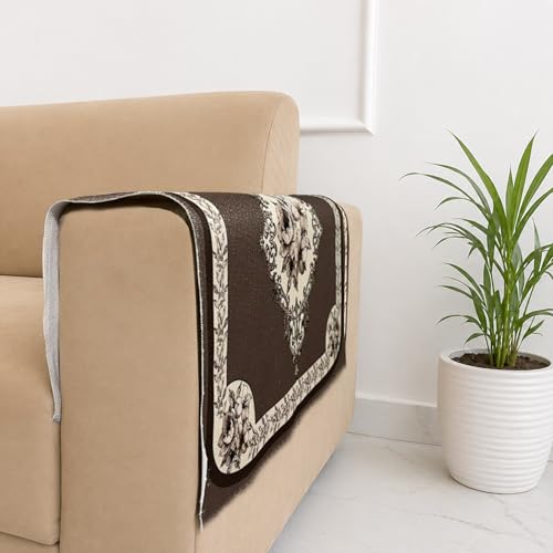 Image of Homerz Premium Waterproof Jasmine Joe Sofa Seat Cover - Floral Printed Sofa Protector | Non-Slip, Washable & Durable Sofa Protector (Coffee, 1 Pair Armrest)