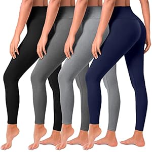 4 Pack Leggings for Women Butt Lift High Waisted Tummy Control Slimming Black No See-Thru Yoga Pants Workout Running