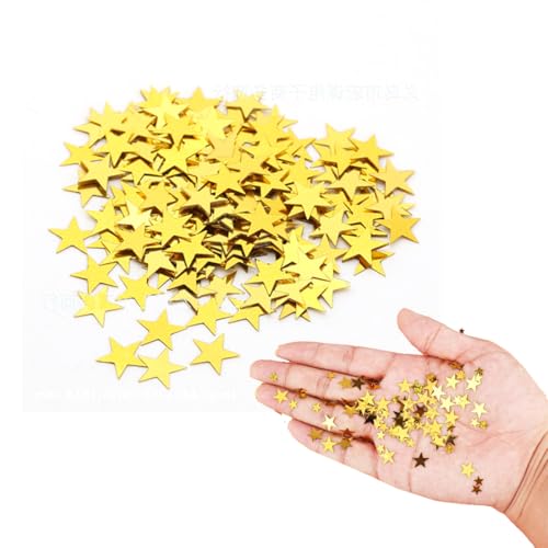 NIANOPKM 4000 Étoiles Confettis Or, Décorations de Table, Mariage, Anniversaire, Aluminium Doré, Étoiles Dorées, 10mm et 6mm, 2 Paquets de 2000 Pièces