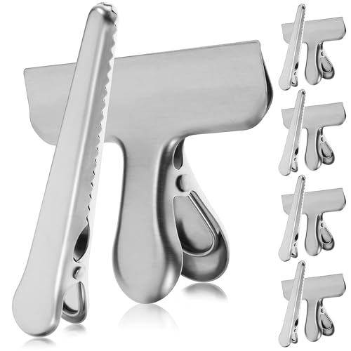 CONGARTENO 10個 ステンレス製食料保存バッグクリップ 長短種でスナック袋密封用 強力噛み合わせで風味保持 家用密封クリップ
