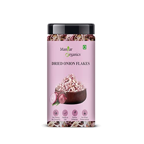 Image of ManHar Organics Dehydrated Red Onion Flakes 65g Jar | Dried Onion Flakes (Sukha Pyaz) | Red Onion Slices for Soups, Sauces, Gravies, Seasoning Blends & Everyday Cooking