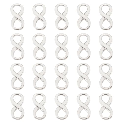 UNICRAFTALE 20pcs Infinity Charm Stainless Steel Infinity Linking Charms Frames Connectors Jewelry Links for DIY Necklace Bracelet Jewelry Findings Making Hole 4x4.5mm