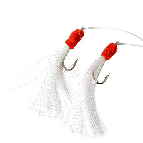 Fish Wow! 20 Packs Fishing Shrimp Fly Rig 5/0 Hook - Red Yellow White #TOP4