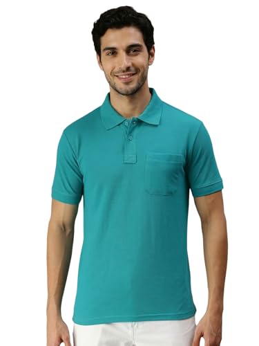 Image of Lux Cozi Men's T-Shirt with Chest Pocket | Polo T-Shirt for Man | Plain Casual Stylish | Half Sleeve| Cotton Blend Collar Polo T-Shirts for Men