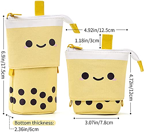 ANGOOBABY Cute Pencil Case Standing Pen Holder Telescopic Pouch Pop Up Stationery Case Office Organiser Box for Girls Students Women Adults