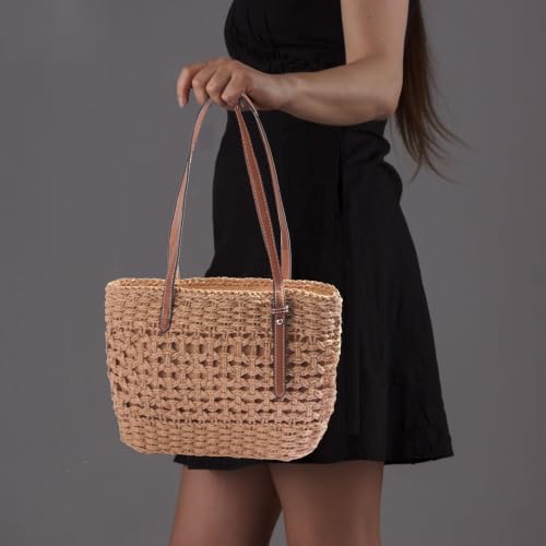 Image of Eiyye Straw Shoulder Purse Hobo Purse Tote Bag Womens Handbag Purses Beach Bag Handwoven Top Handle Purse(khaki)