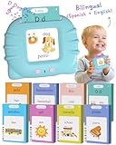 510 Words Spanish English Bilingual Talking Flash Cards for Toddlers 1-3, Pocket Speech Learning Montessori Toys for Kids, Sensory Therapy Preschool Educational Christmas Birthday Gifts for Boys Girls