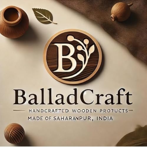 Image of BalladCraft Wooden Serving Tray Set, Set of 3, Handcrafted from Saharanpur, Dark Brown (Round Handle)