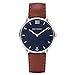 Produktbild PAUL HEWITT Armbanduhr Männer Edelstahl Sailor Line Blue Lagoon - Herren Uhr Lederarmband (Braun), Silberne Herren Armbanduhr, blaues Ziffernblatt