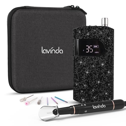 Lavinda Professional Electric Nail Drill Kit, 35000RPM Cordless Portable Machine for Acrylic Gel...