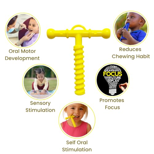 Image of B-Arm Chewy Tube- Spiral Design (Yellow) | Chewing Tube for ADHD, Autism & Sensory Disorder | Upgraded Design for Oral Stimulation | Teether Toy for Children & Adults (Weak Chewers)