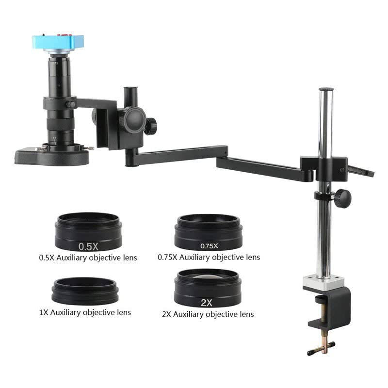 Microscope 48MP 2K 1080P H_DMI USB Video Digital Microscope Camera 180X Zoom C Mount Lens Table Clamp Holder for Phone PCB Soldering Repair