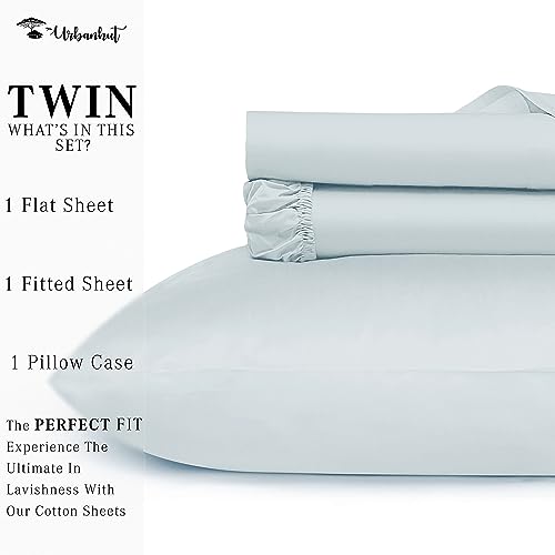 URBANHUT 800 Thread Count Egyptian Cotton Sheets Set Twin Size, Luxury Twin Size Bed Sheets, 4 Pc Bed Sheet Sets, Hotel Sheets Sateen Finish Fits 16" Deep Pocket - Light Blue