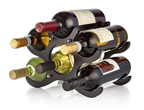 AdirHome Wooden Wine Rack - 6 Bottle (Espresso)