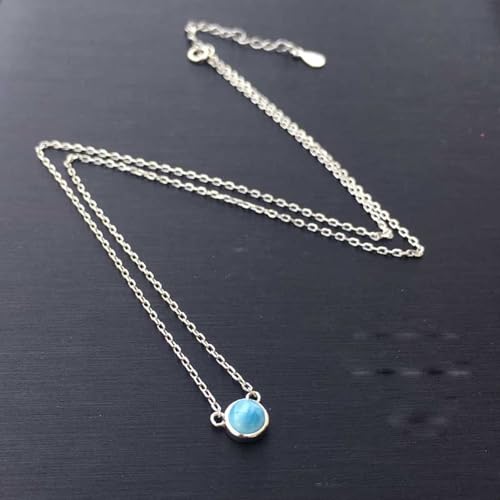 Pendentif Rond Bleu Naturel 5mm en collier élégant pour femme - 2