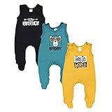 Schöne Jungen Babystrampler mit Aufdruck im günstigen 3er Pack - bequemes Kleidungsstück für den Alltag!