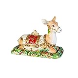 Fitz and Floyd 49-533 Yuletide Holiday Ceramic Reindeer Covered Butter, Green