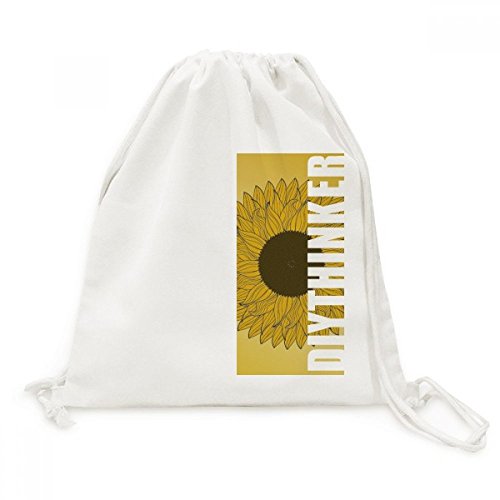 Sac à dos voyage en toile avec motif fleur jaune tournesol et fermeture à cordon