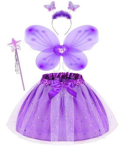 Disfraz completo para niñas con falda, guantes, corona y alas miniatura 5
