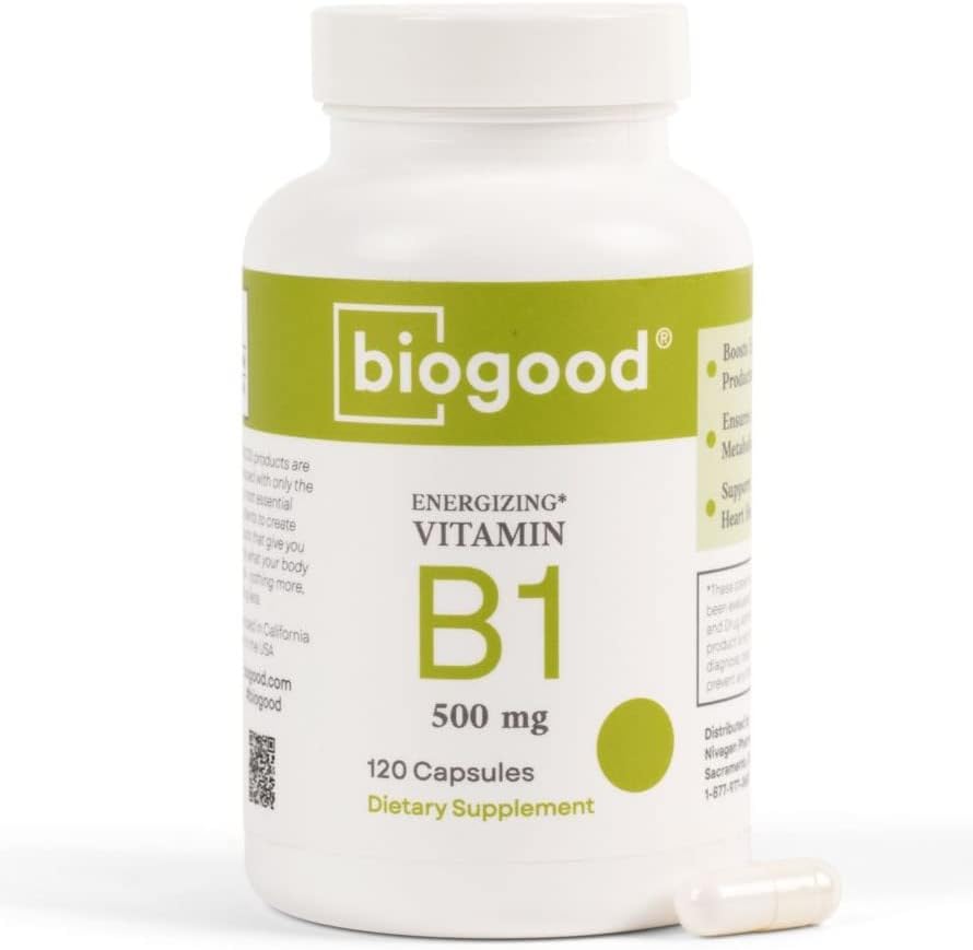 Biogood Vitamin B1 500mg Non-GMO Thiamine, 120 Capsules