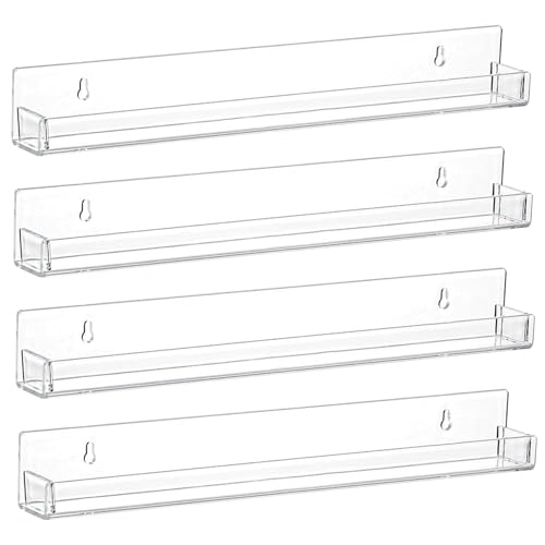 El Mejor Listado de Unidades de pared los mejores 10. 48 Estante de pared para esmaltes de uñas 4 unidades estantes acrílicos pared soporte multiusos en forma L gran capacidad para el hogar salones belleza y minoristas.