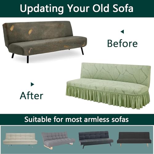 Funda elástica para sofá cama sin brazos grande universal plegable verde 7