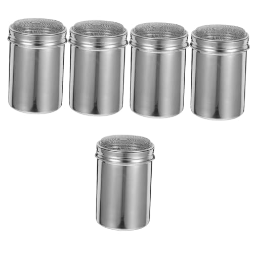 Cabilock 5 Piezas De Acero Inoxidable para Espolvorear Especias Y Azúcar para Cócteles Dispensador Colador Chocolate Botella para Hornear Harina Fina Cacao Café Espumador Jarra