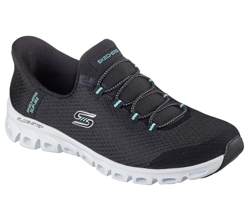 Skechers Women's Hands Free Slip-Ins Sport Active Glide-Step - Pursuit, Black/Turquoise, 6