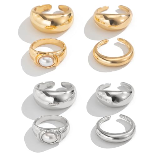 Image of Shining Diva Fashion Combo Set Gold and Silver Plated Rings for Women and Girls Stylish