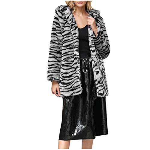 Bowake Women Long Sleeve Thick Hooded Open Front Cardigan Leopard Coat with Pockets