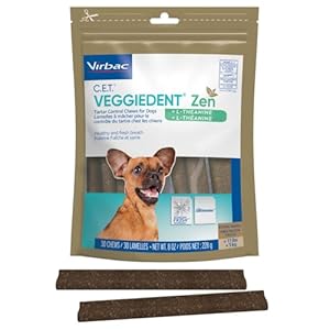Virbac C.E.T. VEGGIEDENT Zen Tartar Control Chews for Dogs – Multifunctional to Support Mental Well-Being, VOHC Approved – Extra Small Under 11lbs